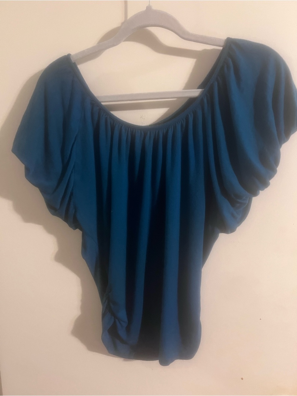 Y2K Body Central Teal Batwing Sleeve Scoop Neck Top